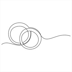 Obraz premium Continuous single line drawing of wedding rings romantic elegance concept and symbol proposal engagement and love marriage invitation outline design vector illustration