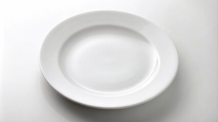 A white plate placed on a white surface,  highlighting a clean and modern visual appeal.