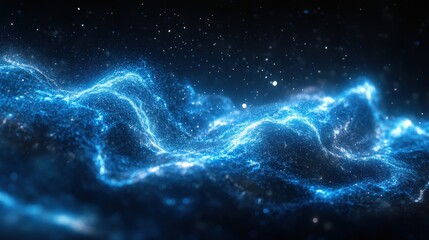 Fototapeta premium Blue light beams flash across a dark canvas, creating an energetic and abstract display of movement