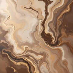 Obraz premium Abstract marbled design in mocha and beige tones with golden accents, fluid and artistic background, ideal for wallpapers, posters, or luxury branding