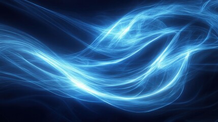 Naklejka premium Blue light beams flash across a dark canvas, creating an energetic and abstract display of movement