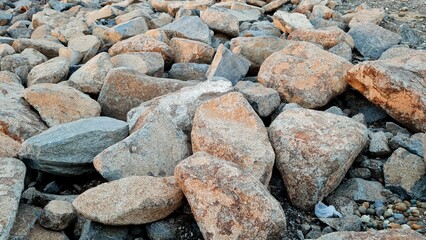 Large beautiful stones on the seashore