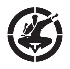 martial art pose silhouette vector illustration