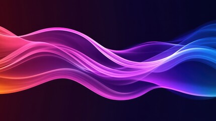 Vibrant, abstract wave of light, flowing with a gradient of colors from red to blue against a dark background
