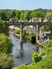 Knaresborough viaduct and town centre over River Nidd with lush green valley, North Yorkshire UK © Ryan Jowitt