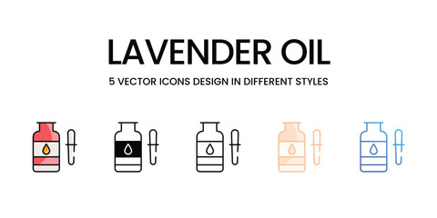 Lavender Oil icons set in different style vector stock illustration
