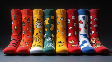 Creative socks design with colorful patterns and fun illustrations