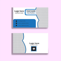 Creative corporate business card with blue layout templates design