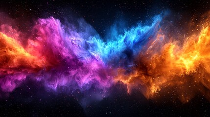 A colorful explosion of smoke on a black background