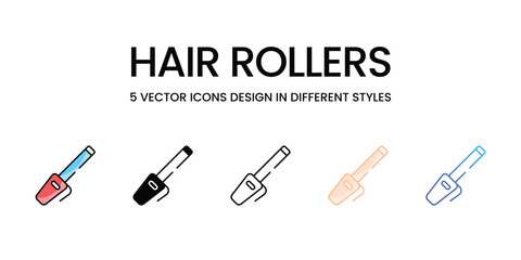 Hair Rollers icons set in different style vector stock illustration