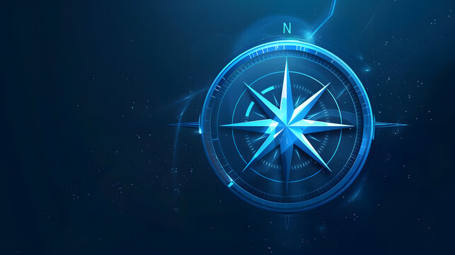 bright blue compass symbol with gradient, guiding the journey ahead. generative ai