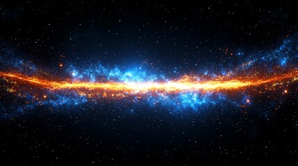 Obraz premium A bright blue and orange galaxy with stars in the background