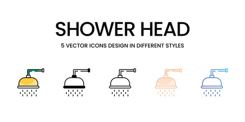 Shower Head icons set in different style vector stock illustration