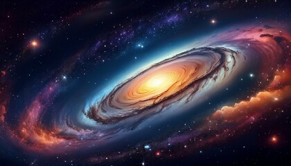 Fototapeta premium a stunning view of the milky way galaxy a spiral galaxy with bright stars and swirling gas clouds against a backdrop of dark space