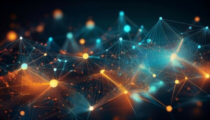 Obraz premium a geometric abstract background featuring dots and lines linking molecules representing digital technology and network connections