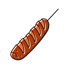 fried sausage meat color icon vector. fried sausage meat sign. isolated symbol illustration