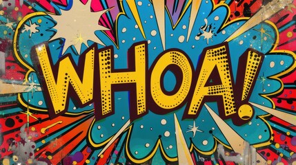 Comic text speech bubble with "UH-OH!" in pop art style, bold colors, and dramatic background