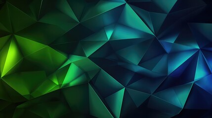 Black, jade green abstract triangle background, glossy metal like kook background
