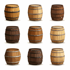 Vintage Wooden Barrel Cask for Brewing Alcohol Vector
