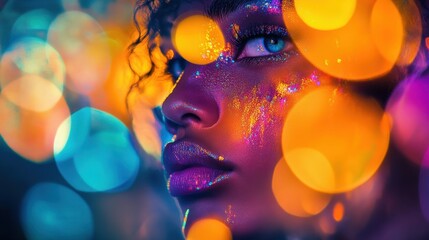 Fototapeta premium Colorful bokeh lights in urban night scene