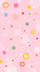 Pink Polka Dot Background: A delicate and playful backdrop with a cheerful array of colorful polka dots scattered across a soft pink canvas.