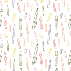 vector seamless pattern with art supplies