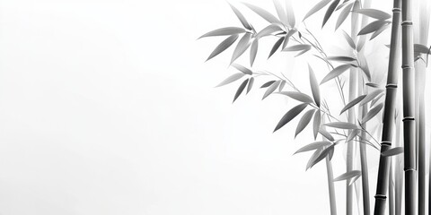 Obraz premium Elegant bamboo stalks on white background