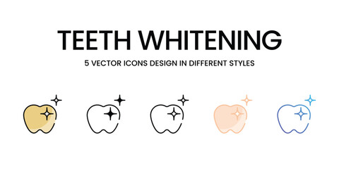 Teeth Whitening icons set in different style vector stock illustration