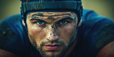 Determined Athletic Muddy Runner