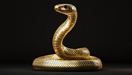 Fototapeta premium Golden Spiral: Close-Up of a Snake's Textured Elegance in Photorealistic Detail