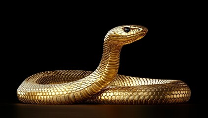 Fototapeta premium Golden Spiral: Close-Up of a Snake's Textured Elegance in Photorealistic Detail