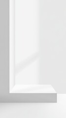 Minimalist White Platform with Sunlight: A clean and modern white platform bathed in soft sunlight, perfect for showcasing your products or designs.