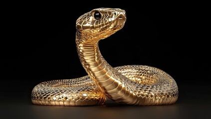 Obraz premium Golden Spiral: Close-Up of a Snake's Textured Elegance in Photorealistic Detail