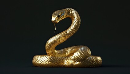  Golden Spiral: Close-Up of a Snake's Textured Elegance in Photorealistic Detail