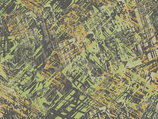Grungy camouflage backdrop for textiles or fabrics. Colored textural background for fashion trends, business concepts, covers,  interiors, tiles, prints on T-shirts, wallpaper, dynamic posters, etc.
