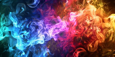 Fototapeta premium Abstract background colorful smoke on a black background.