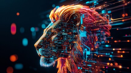 Digital Lion: A Fusion of Nature and Technology
