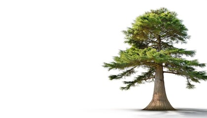 Bald cypress tree - Taxodium distichum - is a deciduous conifer native to the southeastern United States. Hardy and tough, this tree adapts to a wide range of soil types. isolated on white background