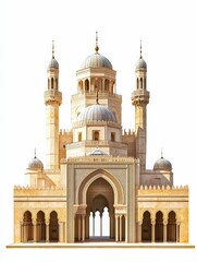 Obraz premium Ornate mosque; multiple domes, minarets, archways.