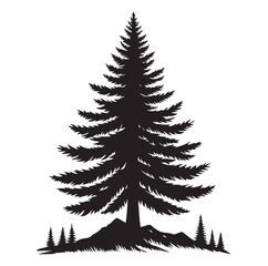 Obraz premium pine tree silhouette vector illustration