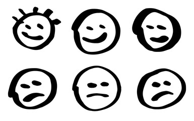 Sewing threads and knitting balls. A set of doodle needlework drawings.