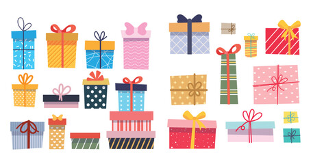 Gift boxes clipart set vector	