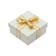 Caja de regalo con lazo en color blanco crema con fondo transparente