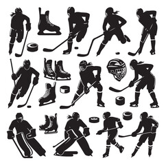 ice hockey player silhouette vector illustration