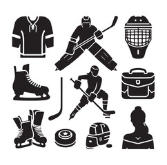 ice hockey player silhouette vector illustration