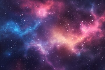 Fototapeta premium A vibrant cosmic scene filled with colorful nebulae and stars, evoking wonder and exploration.