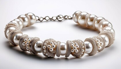 Obraz premium pearl necklace isolated on white background