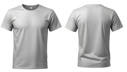 A plain gray t-shirt shown from the front and back views