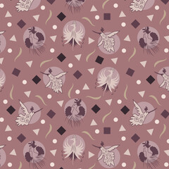 Naklejka premium Cute Birds seamless vector pattern