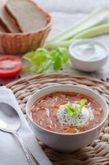 Soup borscht with sour cream